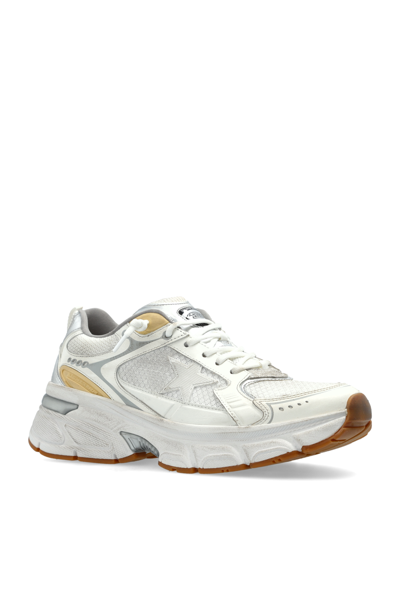 スニーカー Golden  FW25 LIGHTSTAR (GMF00724F006476 10272) Women's Lightstar in white leather and mesh with worn-white star